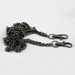 Gunmetal Iron Handbag Chain Straps, with Alloy Clasps, for Handbag or Shoulder Bag Replacement, Gunmetal, 40x0.7x0.13cm