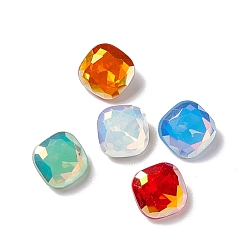 Mixed Color Light AB Style Eletroplate K9 Glass Rhinestone Cabochons, Pointed Back & Back Plated, Faceted, Square, Mixed Color, 8x8x4mm