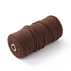 Saddle Brown Cotton String Threads for Crafts Knitting Making, Saddle Brown, 3mm, about 109.36 Yards(100m)/Roll