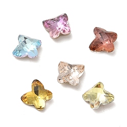 Mixed Color Glass Rhinestone Cabochons, Point Back & Back Plated, Faceted, Butterfly, Mixed Color, 5x5x2.5mm
