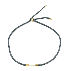 Dark Slate Gray Adjustable Nylon Cord Necklace Making, with Brass Beadable Bar, Golden, Dark Slate Gray, 18.11x0.16 inch(46x0.4cm)