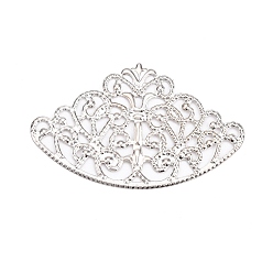 Платина Железа филигранной столяры, гравированные металлические украшения, корона цветок, платина, 40x65.5x1 мм