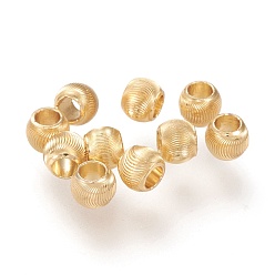 Real 18K Gold Plated Brass Beads, Long-Lasting Plated, Textured, Solid Round, Real 18K Gold Plated, 4.5x3.8mm, Hole: 2~2.5mm
