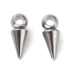Stainless Steel Color 304 Stainless Steel Pendants, Cone Charm, Stainless Steel Color, 16x6mm, Hole: 3.2mm