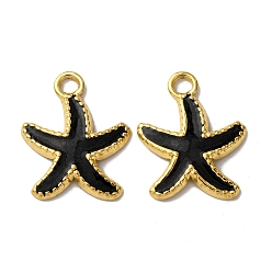 Черный 304 нержавеющей стальной эмали подвески, прелести морская звезда, вакуумное покрытие pvd, реальный 18 k позолоченный, чёрные, 18x14.5x2 мм, отверстие : 1.8 мм