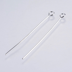 Stainless Steel Color 304 Stainless Steel Eye Pins, Stainless Steel Color, 40mm, Pin: 0.5mm, Head: 3mm, Hole: 1.8mm