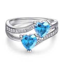 Blue zircon ring 925 Sterling Silver Heart Jewelry Set with Multiple Gemstone Options