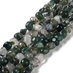 Moss Agate Natural Moss Agate Beads Strands, Nuggets, Tumbled Stone, 4~7x4~6.5x4~6.5mm, Hole: 0.7mm, 15.47''(39.3cm)