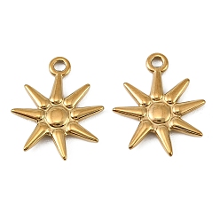 Золотой 304 подвески из нержавеющей стали, подвески в виде солнечных звезд, золотые, 21.5x18x2 мм, отверстие : 2 мм