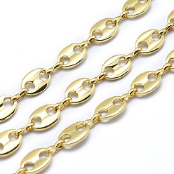 Real 18K Gold Plated Brass Chains, Unwelded, Lead Free & Cadmium Free & Nickel Free, Oval, Real 18K Gold Plated, 11x8x1.5mm