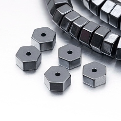 Non-magnetic Hematite Non-magnetic Synthetic Hematite Beads Strands, Hexagon, 6x3mm, Hole: 0.8mm, about 133pcs/strand, 15.3 inch(39cm)