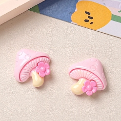 Розовый Непрозрачные кабошоны из смолы, Mushroon, туманная роза, 26x25 мм