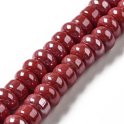 Indian Red Handmade Lampwork Beads Strands, Rondelle, Indian Red, 9~10x4.5~5mm, Hole: 2.5~3mm, about 68~71pcs/strand, 14.17~16.14 inch(36~41cm)