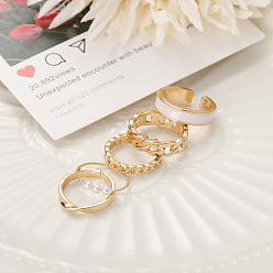 A08-03-50 Vintage Hollow Ring Set: 5 Pieces of Chic Metal Joint Rings for Fashionable Statement Look