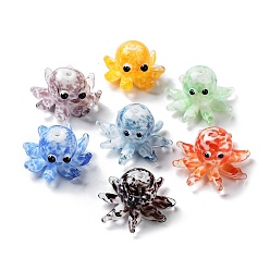 Mixed Color Handmade Lampwork Beads, with Enamel, Octopus, Mixed Color, 13.5~15x20.5~24.5x21.5~24.5mm, Hole: 1.6~2mm