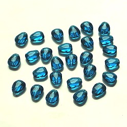 Dodger Blue Imitation Austrian Crystal Beads, Grade AAA, Faceted, teardrop, Dodger Blue, 8x6x3.5mm, Hole: 0.7~0.9mm