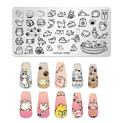 Cat Shape Stainless Steel Nail Art Stamping Plates, Nail Image Templates, Template Tool, Rectangle, Cat Shape, 6x12cm