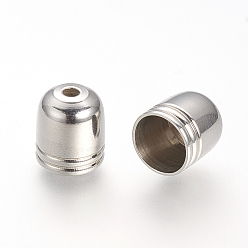 Stainless Steel Color 201 Stainless Steel Cord Ends, End Caps, Stainless Steel Color, 10x9mm, Hole: 1~1.2mm, inner diameter: 8mm