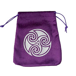 Others Velvet Tarot Cards Storage Drawstring Bags, Tarot Desk Storage Holder, Purple, Vortex Pattern, 16.5x15cm