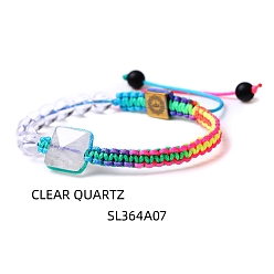 Quartz Crystal Natural Quartz Crystal Pyramid Braided Beaded Bracelets, 6-3/4~9-7/8 inch(17~25cm)