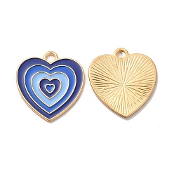 Dark Blue Alloy Enamel Pendants, Heart Charms, Dark Blue, 20x18.5x1mm, Hole: 2mm
