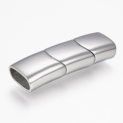 Stainless Steel Color 304 Stainless Steel Magnetic Clasps with Glue-in Ends, Rectangle, Stainless Steel Color, 37x12x7mm, Hole: 5x10mm