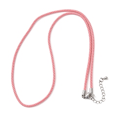 Лосось 2мм круглый нейлоновый миланский шнур для изготовления ожерелья, с латунными выводами и 303 застежками из лобстера из нержавеющей стали, цвет нержавеющей стали, salmon, 18.50~18.70 дюйм (47~47.5 см)