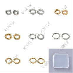 Oro & Acero Inoxidable Color 64 piezas 8 estilos 304 anillos de unión retorcidos de acero inoxidable, acero color oro y acero, 6~12x1.5 mm, diámetro interior: 3~8.5 mm, 8 piezas / estilo