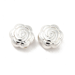 Silver Rack Plating Alloy Beads, Long-Lasting Plated, Cadmium Free & Lead Free, Rose, Silver, 8x4mm, Hole: 1mm
