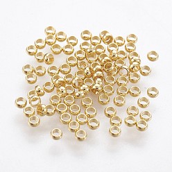 Настоящее золото 18K 316 обжимные бусины из хирургической нержавеющей стали, рондель, реальный 18 k позолоченный, 1.9 мм, отверстие : 1 мм