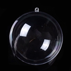 Clear Openable Transparent Plastic Pendants, Fillable Plastic Bauble Christmas Ornament, Round, Clear, 12.9x11.9cm, Hole: 4mm, Inner Size: 11.7cm
