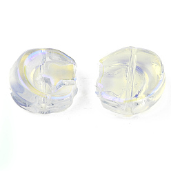 Clear AB Electroplate Transparent  Glass Beads, AB Color, Moon with Star, Clear AB, 14x12.5x5mm, Hole: 1mm