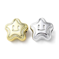 Mixed Color UV Plating Acrylic Beads, Horizontal Hole, Star with Smiling Face, Mixed Color, 18x18x9.5mm, Hole: 3.5mm