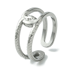 Stainless Steel Color 304 Stainless Steel Open Cuff Ring, Hollow Knot, Stainless Steel Color, US Size 7 3/4(17.9mm)