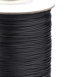 Черный Корейские вощеные полиэфирные шнуры, макраме ремесленная нить для изготовления ювелирных изделий, чёрные, 1 мм, около 85 ярдов / рулон