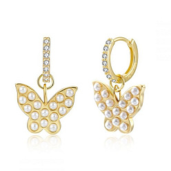 Butterfly ES2059 Charming Butterfly Zircon Pearl Earrings for Women - Elegant and Stylish Jewelry Accessories
