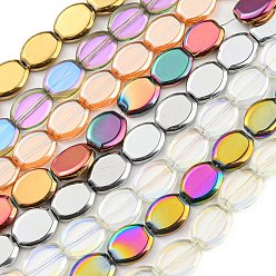 Mixed Color Electroplate Glass Beads Strands, Oval, Mixed Style, Mixed Color, 17x13.5x4.5mm, Hole: 1.2mm, about 37pcs/strand, 24.80 inch(63cm)