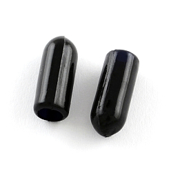 Black Silicone Cord Ends, for Hair Band Making, Hair Accessories Findings, Black, 15x6mm, Half Hole: 4mm