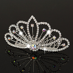 Picture color Sparkling Peacock Hair Clip with Multiple Rhinestones for Women's Hairstyles