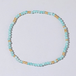 Амазонит Богемный стиль натуральный амазонит ограненные круглые бусины эластичные браслеты для женщин мода роскошь универсальный, 6-1/2 дюйм (16.5 см)