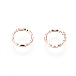 Розовое Золото 304 из нержавеющей стали открыты кольца прыжок, розовое золото , 21 датчик, 6x0.7 мм, Внутренний диаметр: 5 мм