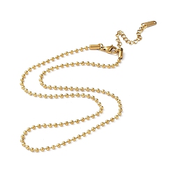 Real 18K Gold Plated Ion Plating(IP) 304 Stainless Steel Ball Chain Necklace, Real 18K Gold Plated, 15.94 inch(40.5cm)