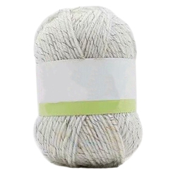 White Acrylic Fibers & Polyester Yarn, with Golden Silk Thread, for Weaving, Knitting & Crochet, White, 2~2.5mm