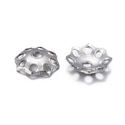 Stainless Steel Color 201 Stainless Steel Bead Caps, Flower, 8-petal
, Stainless Steel Color, 4.5~5x1mm, Hole: 0.8mm