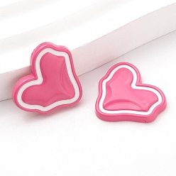 Hot Pink Spray Painted Acrylic Cabochons, Heart, Hot Pink, 20x22mm