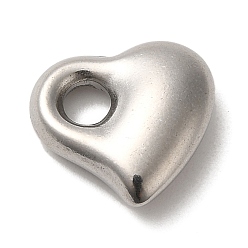 Stainless Steel Color 304 Stainless Steel Charms, Heart, Stainless Steel Color, 11.5x12x4mm, Hole: 3mm