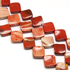 Красный Камень Натуральные красные яшмы бусы пряди, окрашенные, витую ромб, 16x16x6 мм, отверстие : 1 мм, около 20 шт / нитка, 15.74 дюйм
