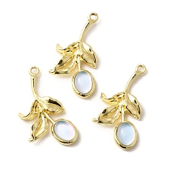 Золотой Стеклянные подвески, лист, со сплавочной фурнитурой, стойки покрытие, без свинца, без кадмии и без никеля, голубой, золотые, 31~31.5x17x5 мм, отверстие : 1.6 мм