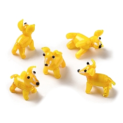 Gold Home Decorations, Handmade Lampwork Display Decorations, Dog, Gold, 22~23x12~14x19~21mm