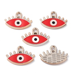 Red CCB Plastic Enamel Pendants, Evil Eye, Red, 14.5x21x2.5mm, Hole: 2.2mm